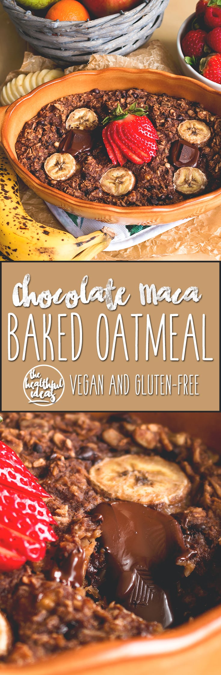 Chocolate Maca Baked Oatmeal - delicious nutirious baked oatmeal recipe you'r going to love! Full of superfoods, really tasty, and easy to make! | thehealthfulideas.com