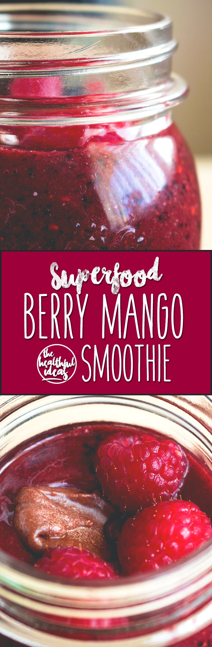 Superfood Berry Mango Smoothie - vegan, healthy, and delicious, this smoothie is the perfect breakfast to start your day with! I love this recipe! Smoothies are great for busy mornings - you can eat them on the go! | thehealthfulideas.com