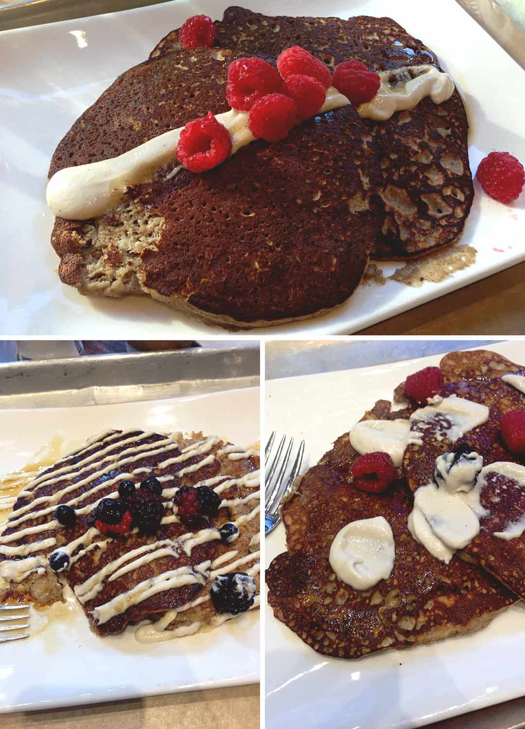 Where to Eat in New York: Hu Kitchen pancakes - Jordy cakes with maple syrup and cashew cream - Union Square location | thehealthfulideas.com