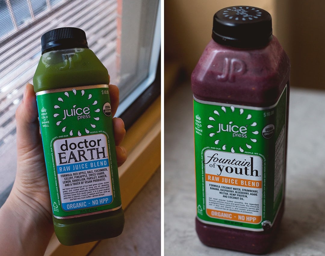 Where to Eat in New York: Juice Press New York - Doctor Earth Juice and Fountain of Youth Smoothie  | thehealthfulideas.com