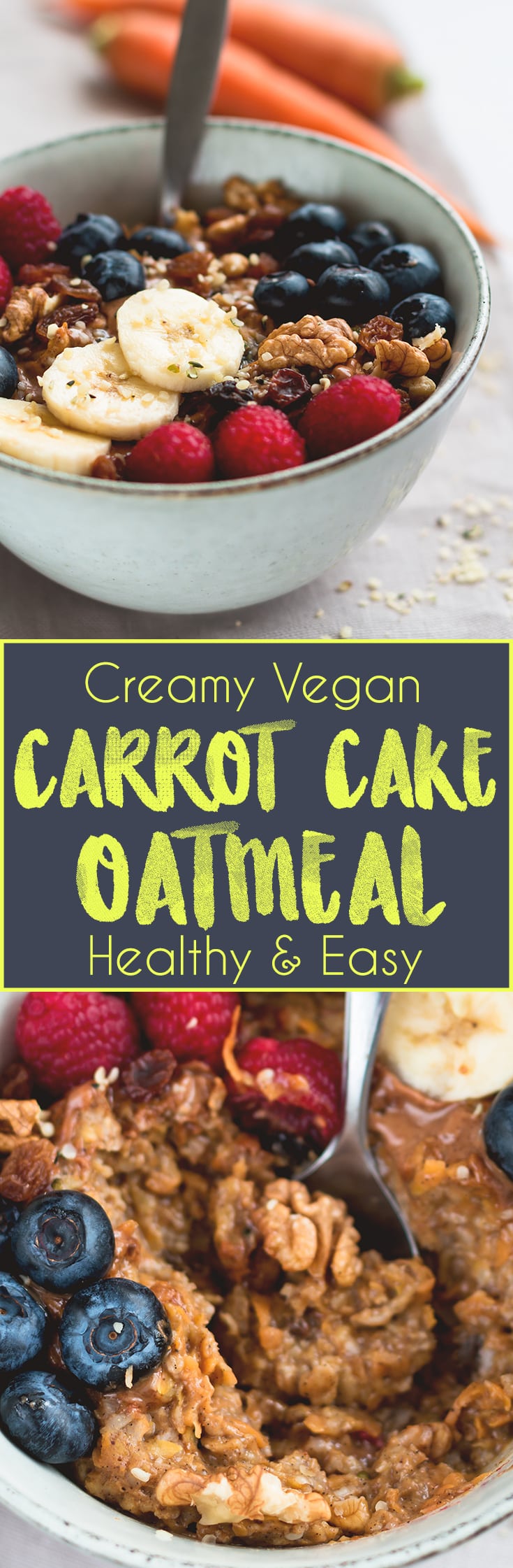 Creamy Vegan Carrot Cake Oatmeal - delicious zesty vegan bowl of awesomeness. I absolutely LOVE this recipe! It's easy, healthy, and really tasty! | thehealthfulideas.com