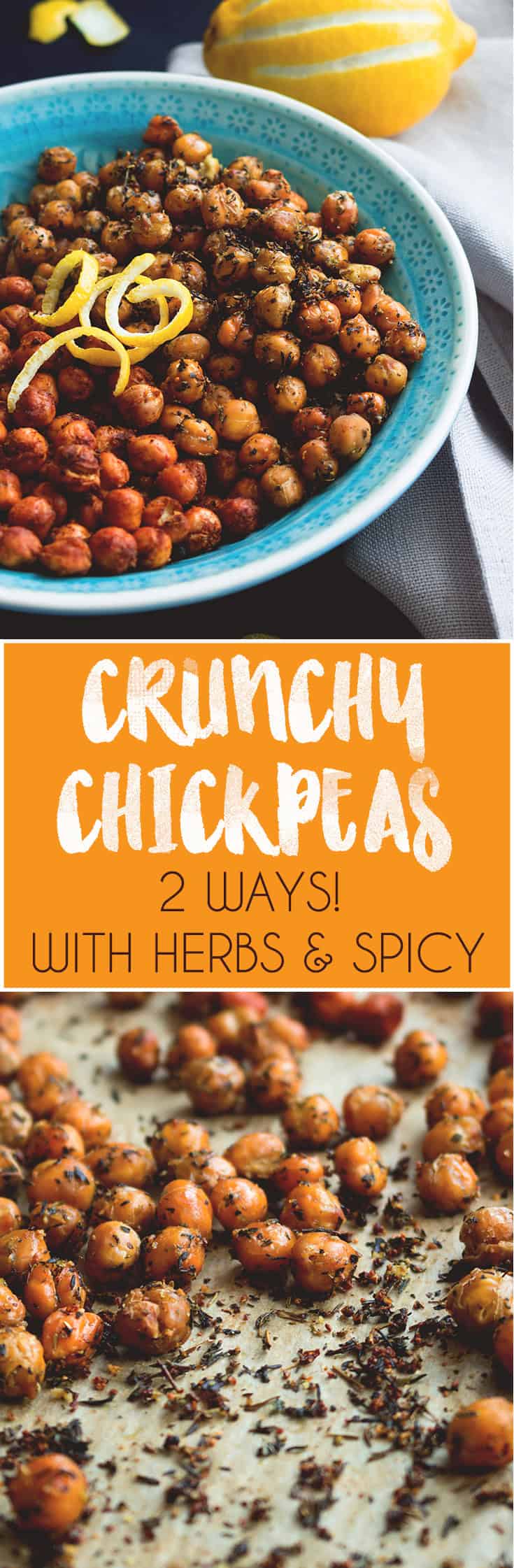 Crunchy Chickpeas 2 ways - healthy snack full of protein! You won't believe how easy it is to make! Full of amazing nurturing ingredients, you'll never eat store bought salty snacks again! Vegan, GF | thehealthfulideas.com