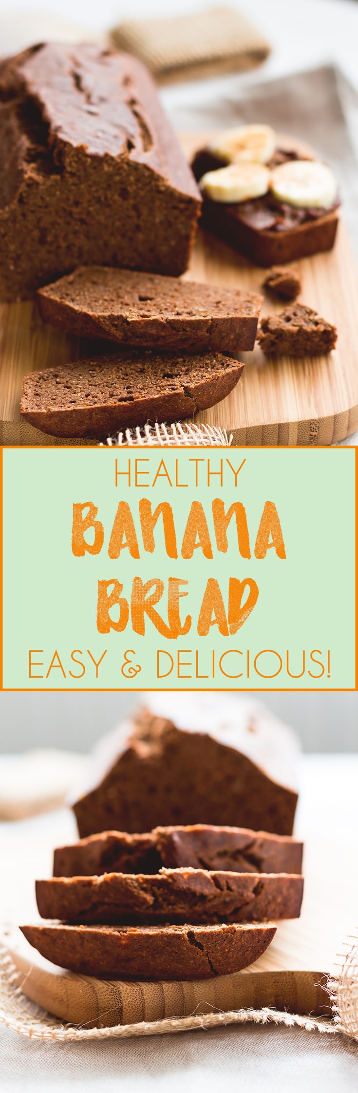 Healthy Banana Bread - delicious, sweet, hearty, and great with homemade nutella! This banana bread recipe is great for quick breakfast or a snack with raspberry chia jam or coconut yoghurt. | thehealthfulideas.com