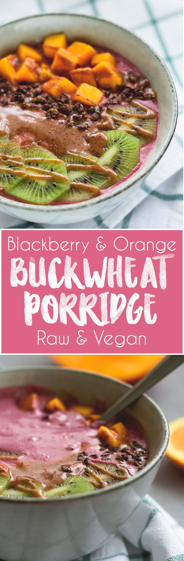 Raw Blackberry Orange Buckwheat Porridge - delicious raw vegan breakfast. I love this recipe - it's my go-to breakfast! It's sweet, fruity, healthy, and full of amazing nutrients! | thehealthfulideas.com