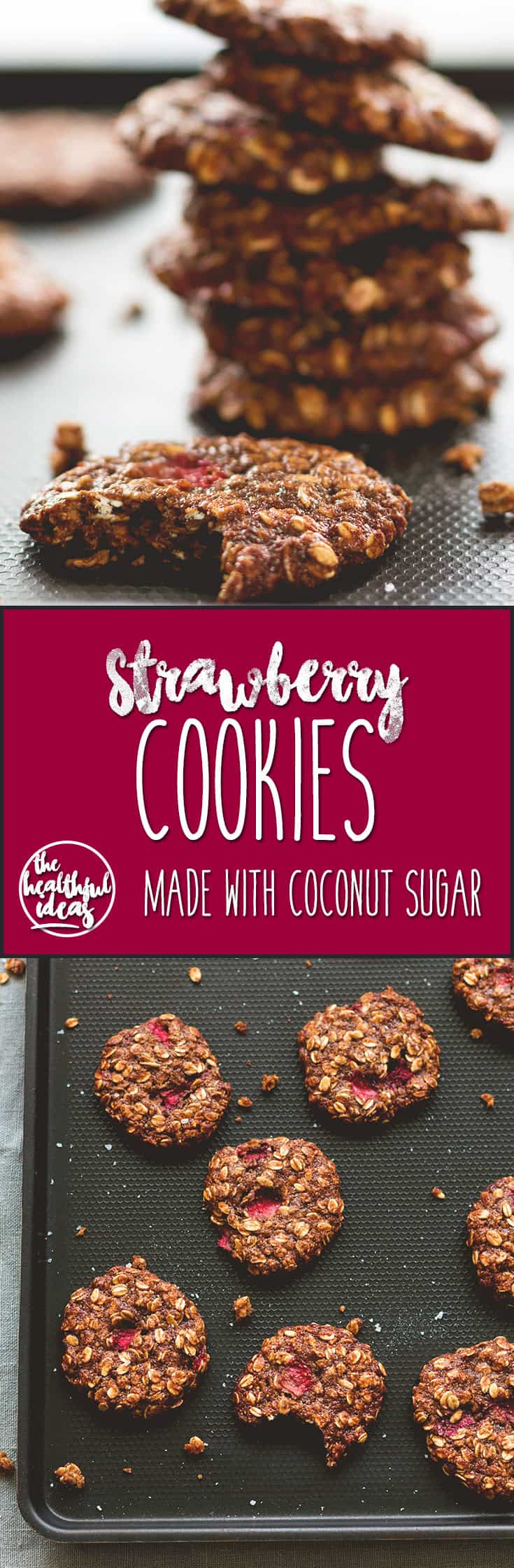 Strawberry Coconut Sugar Cookies - delicious vegan summer cookies. We love this recipe! They're chewy, sweet, full of strawberry flavor and absolutely heavenly. Gluten-free, vegan, and without any processed sugar. | thehealthfulideas.com