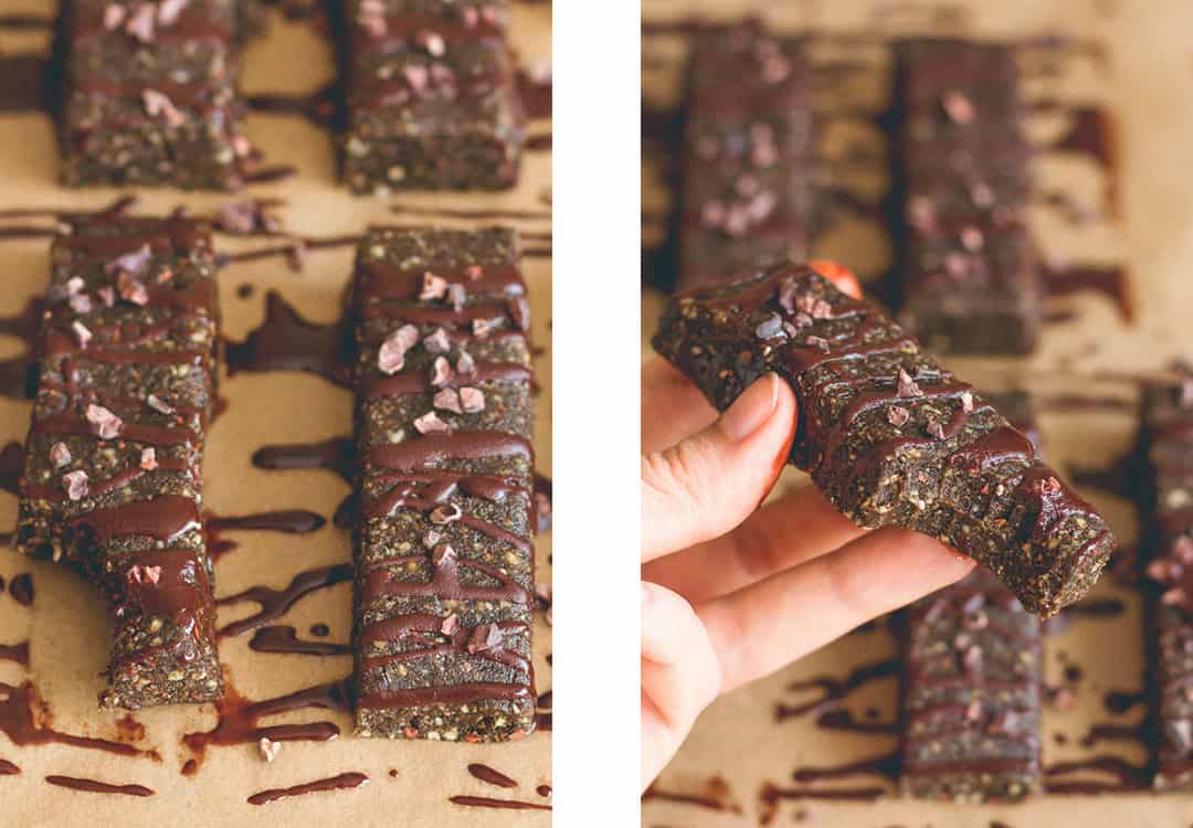 Chocolate Orange Energy Bars - dates, nuts, cacao, orange zest, lemon essential oil, and sea salt. You'll love this recipe! | thehealthfulideas.com