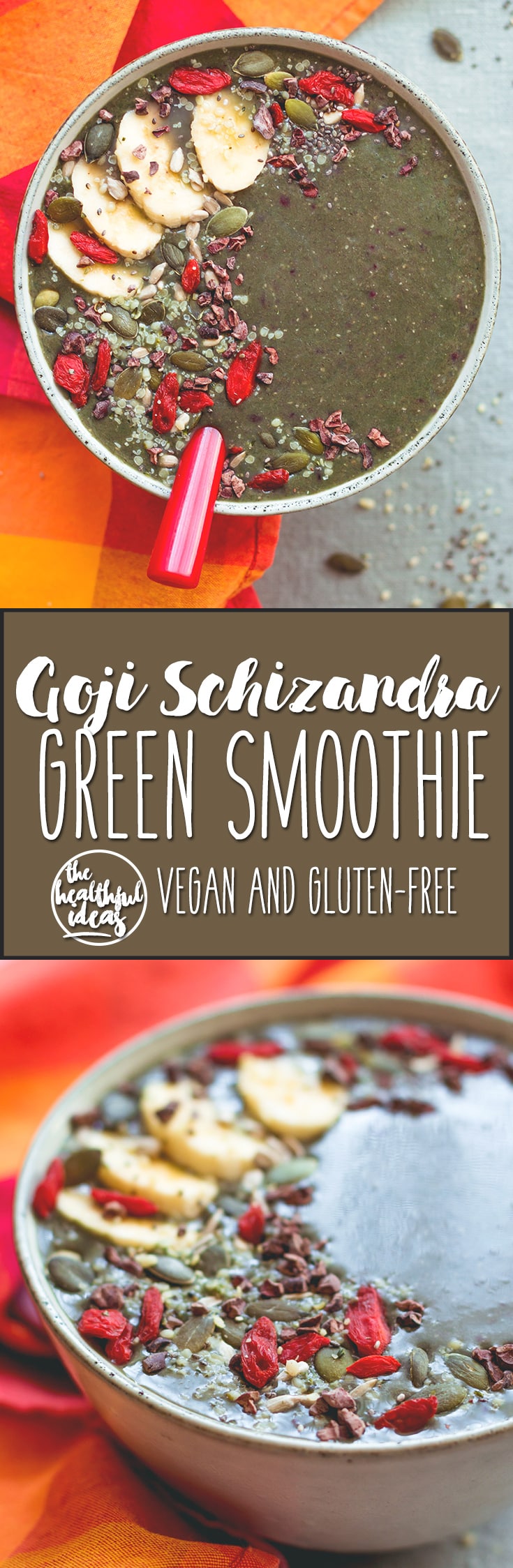 Goji Schizandra Green Smoothie - a green smoothie that actually tastes good! Full of antioxidants and all things health. I love this smoothie recipe and you will too! | thehealthfulideas.com