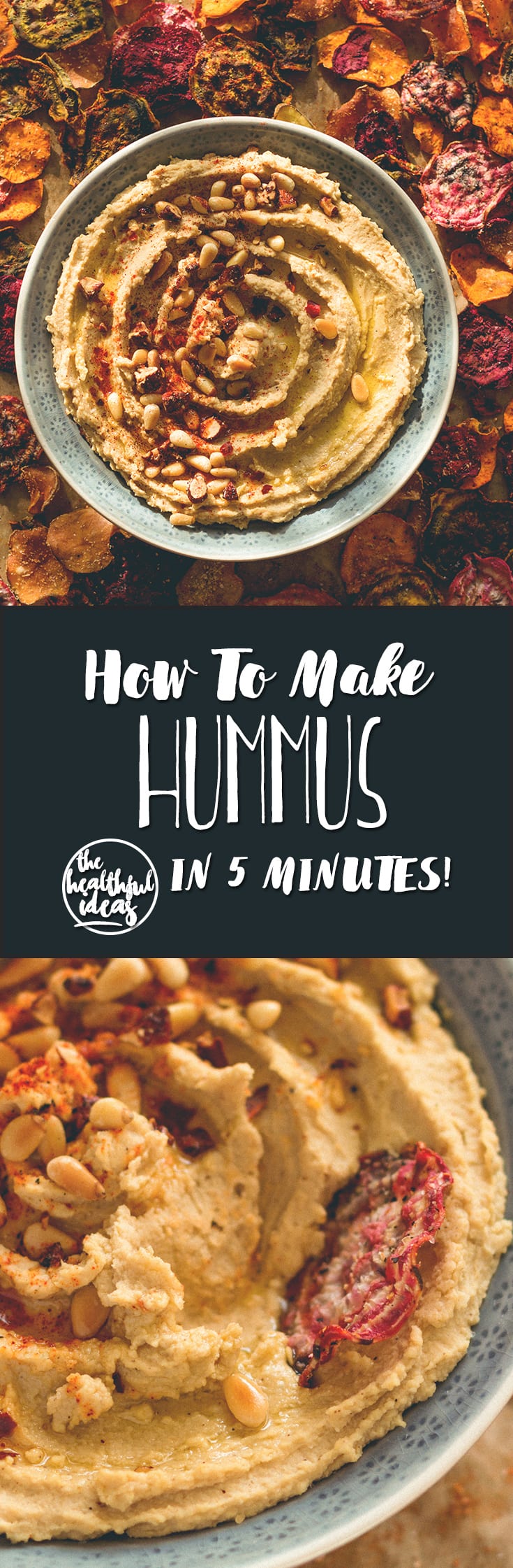 How to Make Hummus in 5 Minutes - it's incredibly easy! You'll totally love this recipe. It's thick, it's creamy, and you only need 4 ingredients! | thehealthfulideas.com
