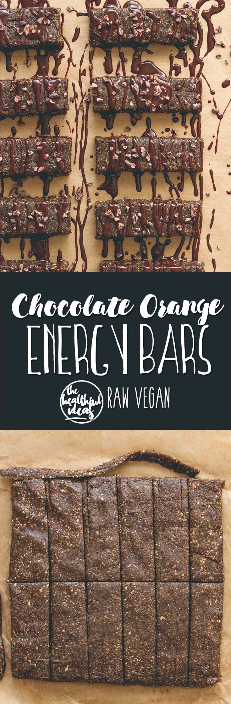 Chocolate Orange Energy Bars - dates, nuts, cacao, orange zest, lemon essential oil, and sea salt. You'll love this recipe! | thehealthfulideas.com
