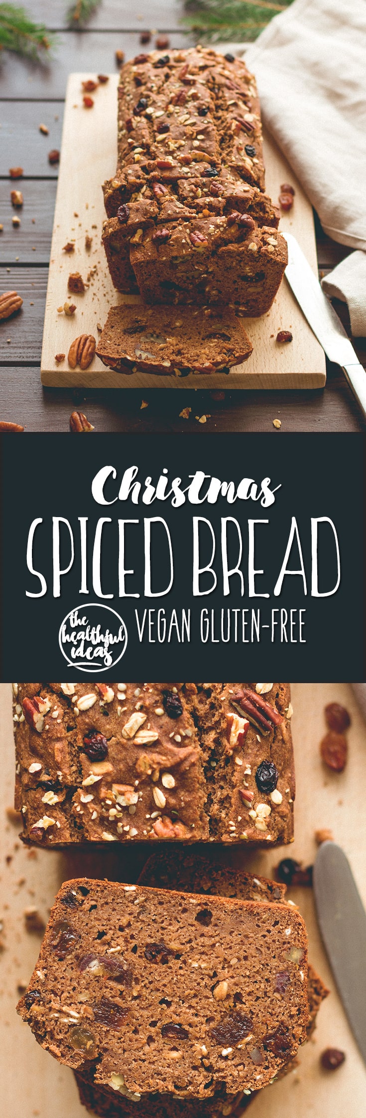 Christmas Spiced Bread with Nuts and Dried Fruit (vegan, gluten-free) - this bread is the perfect start to a crispy Christmas morning. You'll love this recipe! | thehealthfulideas.com