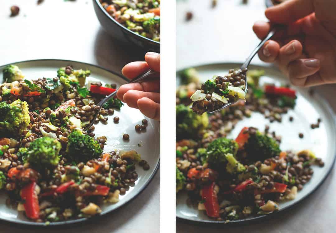 French Lentil Broccoli Salad (vegan, GF) - you totally have to try this delicious salad recipe! It's fresh, it's full of flavor and absolutely scrumptious! | recipe by @healthfulideas thehealthfulideas.com