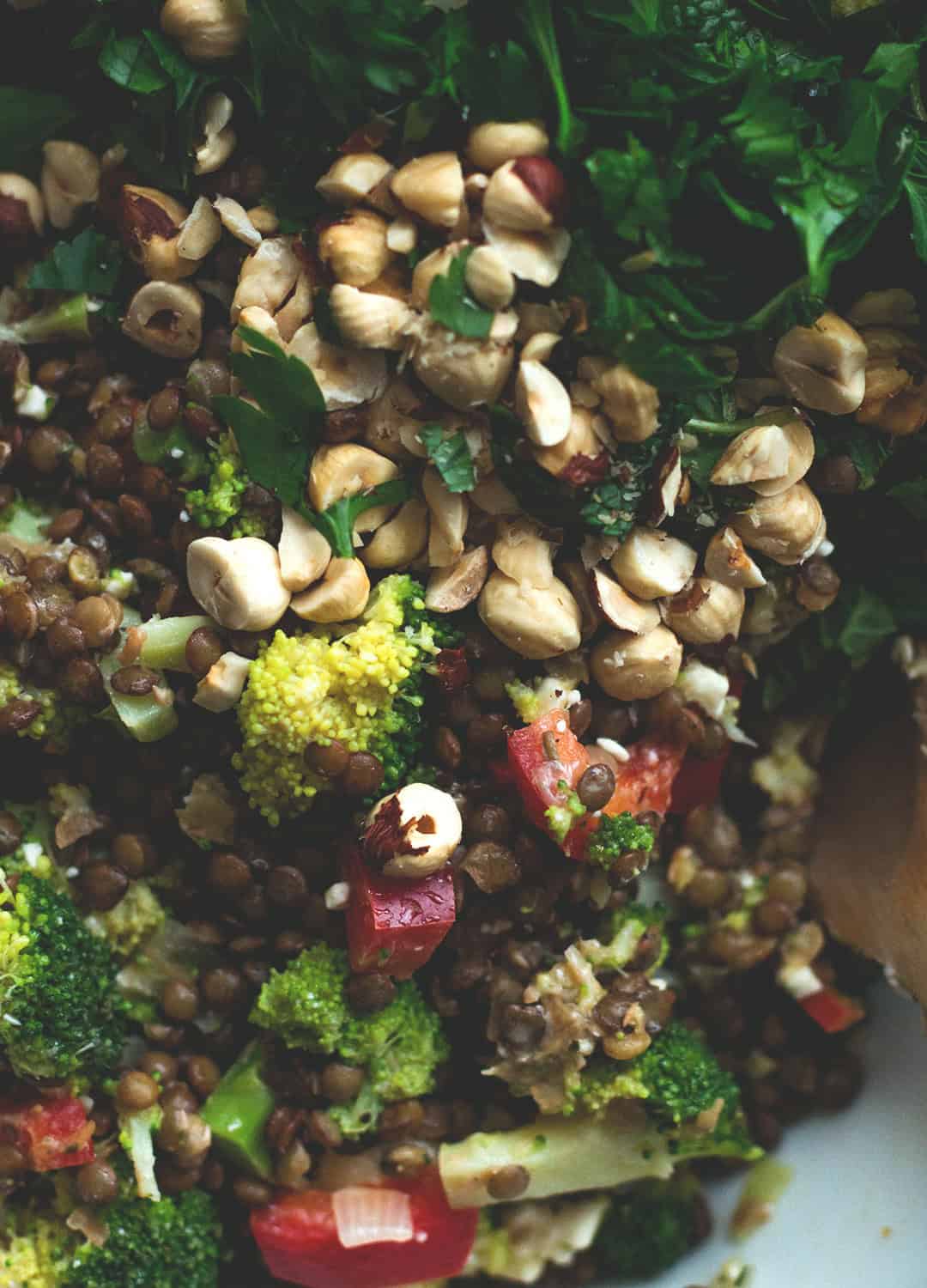 French Lentil Broccoli Salad (vegan, GF) - you totally have to try this delicious salad recipe! It's fresh, it's full of flavor and absolutely scrumptious! | recipe by @healthfulideas thehealthfulideas.com