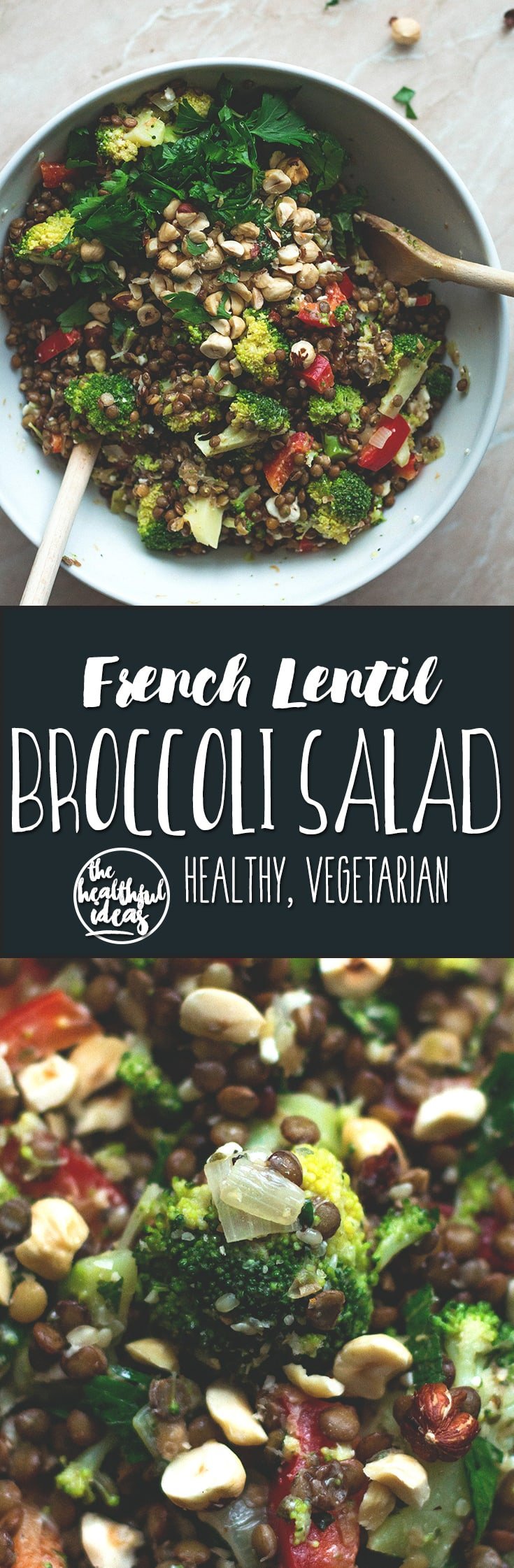 French Lentil Broccoli Salad (vegan, GF) - you totally have to try this delicious salad recipe! It's fresh, it's full of flavor and absolutely scrumptious! | recipe by @healthfulideas thehealthfulideas.com