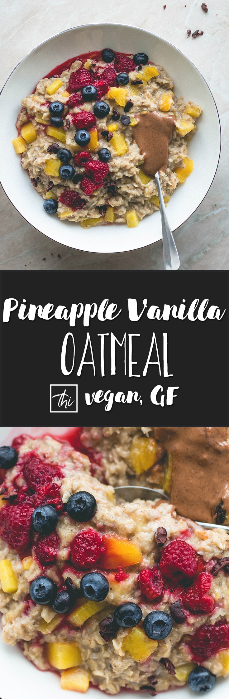 Pineapple Vanilla Oatmeal (vegan, gluten-free) - the best tropical breakfast! Only a few simple ingredients and 15 minutes to make. This pina colada oatmeal is really easy to make and super delicious! You'll love this recipe! | thehealthfulideas.com
