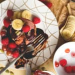 Colorful Pancakes with Chocolate Sauce and Berries - delicious healthy pancake recipe you'll love! Perfect for a family breakfast or Sunday brunch! YUM! | thehealthfulideas.com