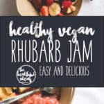 Rhubarb Jam - easy and delicious jam that happens to be good for you. Only 2 ingredients! I like to eat it with ice cream, oatmeal, or smoothies. Vegan, gluten-free, and processed sugar-free! | thehealthfulideas.com