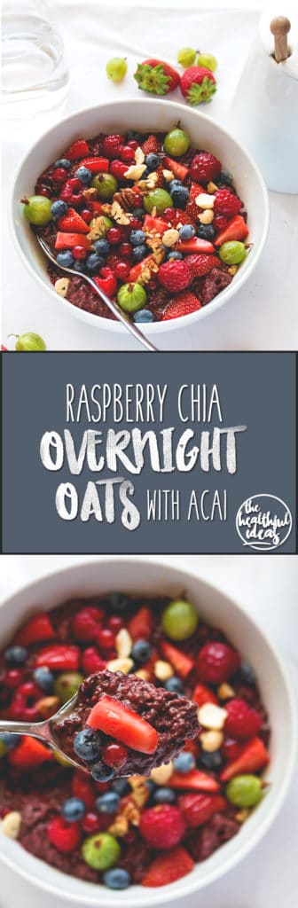Raspberry Chia Overnight Oats with Acai - The Healthful Ideas