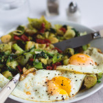 Sauteed pak Choy and Brussels Sprouts with Eggs Sunny Side Up - this is the ultimate savory breafast for a morning when you have a little bit more time to spend in the kitchen. It's probably my most favorite savory breakfast, because it includes eggs and all things green (I also sneaked in some baby spinach for even more of a healthy kick!) . I love to pair this with avocado on toast.