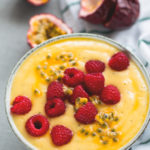 Tangy Baobab Sunshine Smoothie - the perfect summer smoothie! I love this recipe, it's easy, delicious, and filling. Baobab, mango, pineapple, passion fruit, and turmeric. So GOOD! | thehealthfulideas.com
