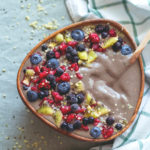 Superfood Spirulina Green Smoothie - banana, mango, raspberries, strawberries, coconut water and amazing protein packed spirulina powder. You'll love this smoothie! Easy to make, really tasty, and packed with nutrients! | thehealthfulideas.com