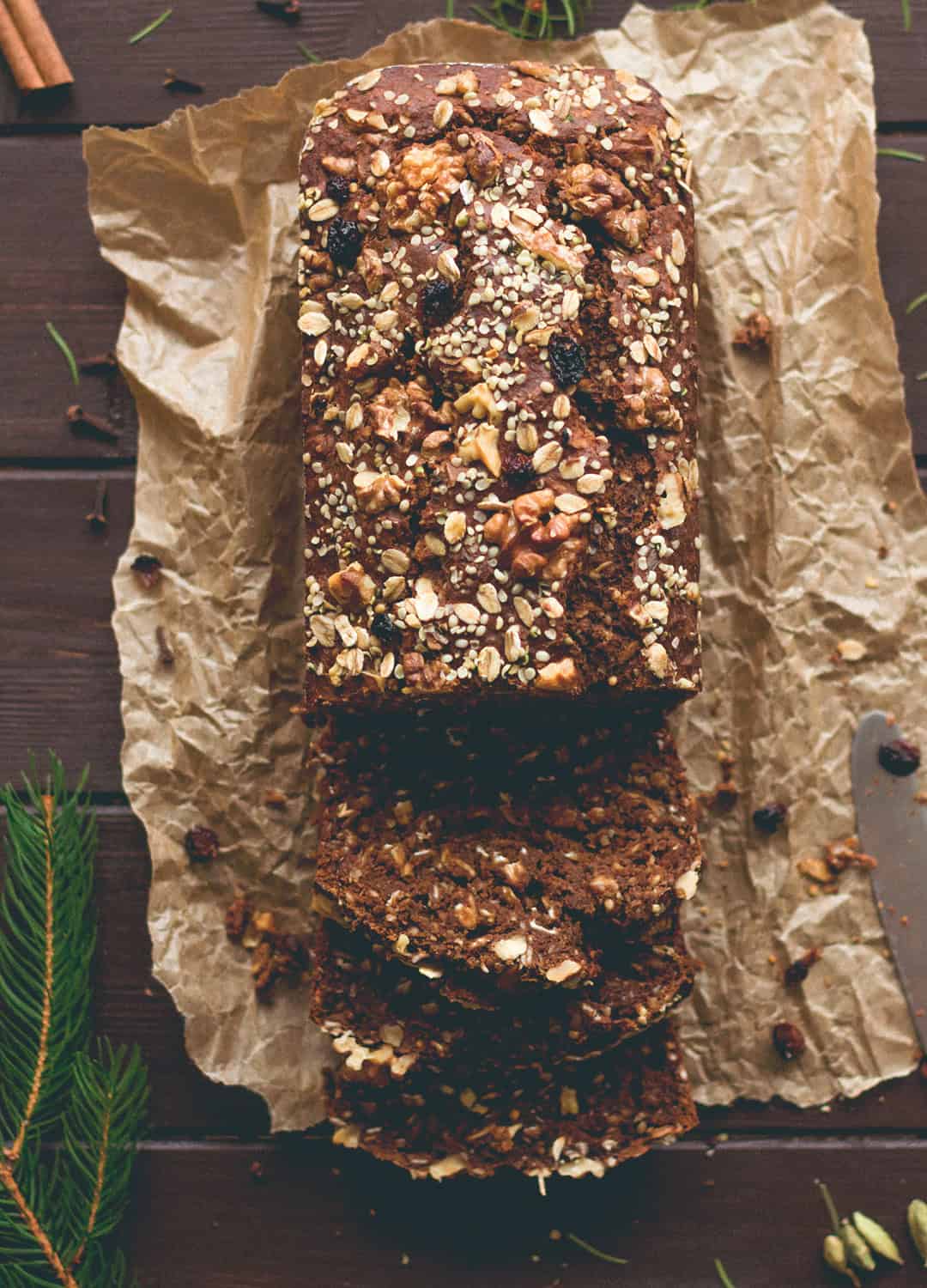 Gingerbread Banana Bread (vegan, GF) - the most delicious, comforting, healthy, and festive banana bread! I love this recipe. It's the perfect breakfast for Christmas Day morning. | thehealthfulideas.com