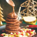 Gingerbread Pancakes with Chocolate Cream - a delicious Christmas recipe. I LOVE having this for breakfast during the holidays, it's definitely a favorite in our family. Gluten-free, dairy-free, and with an option to be made vegan! | thehealthfulideas.com