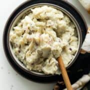 Vegan Mashed Potatoes with Caraway Seeds and Red Onion