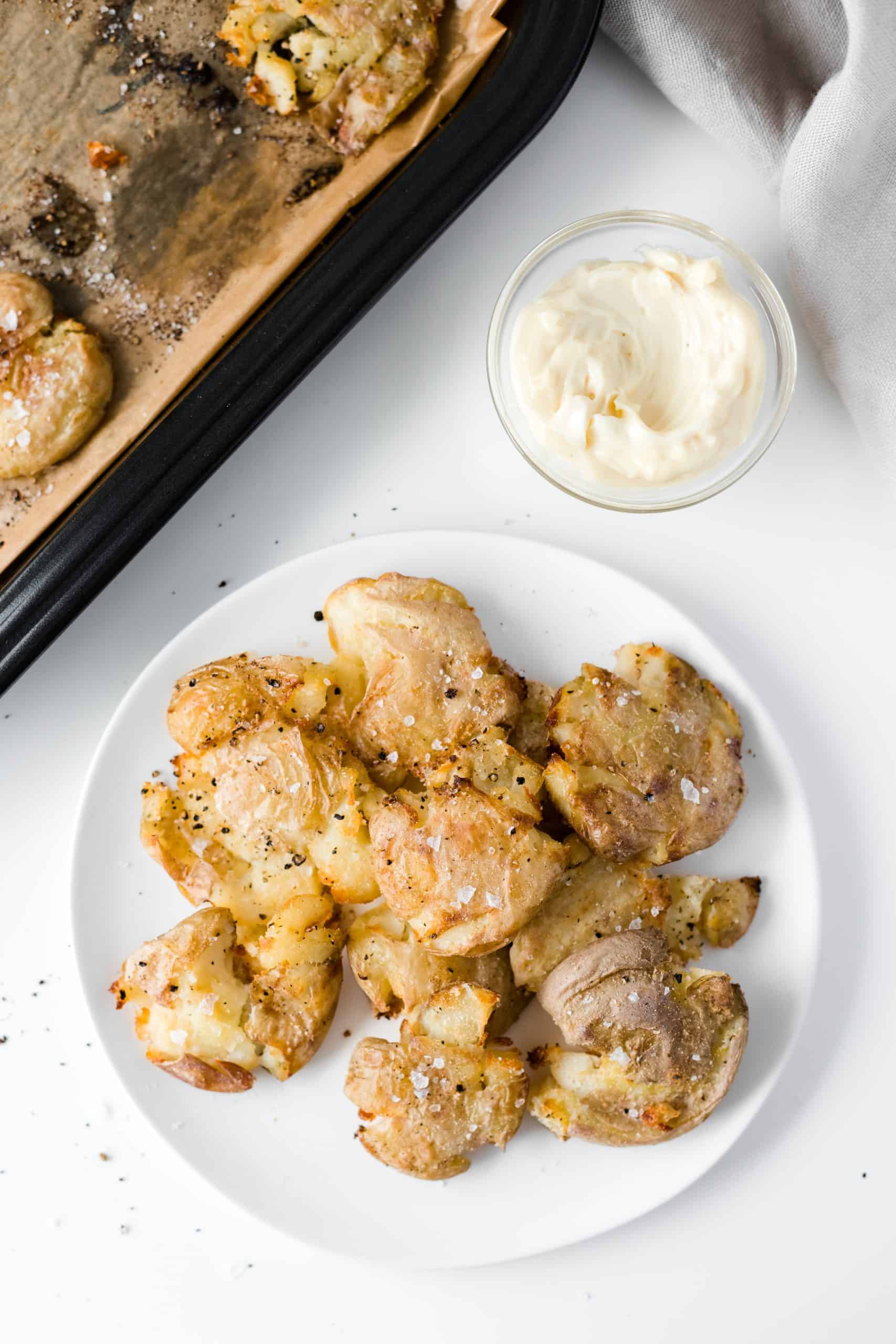 Crispy Smashed Potatoes with Garlic Aioli