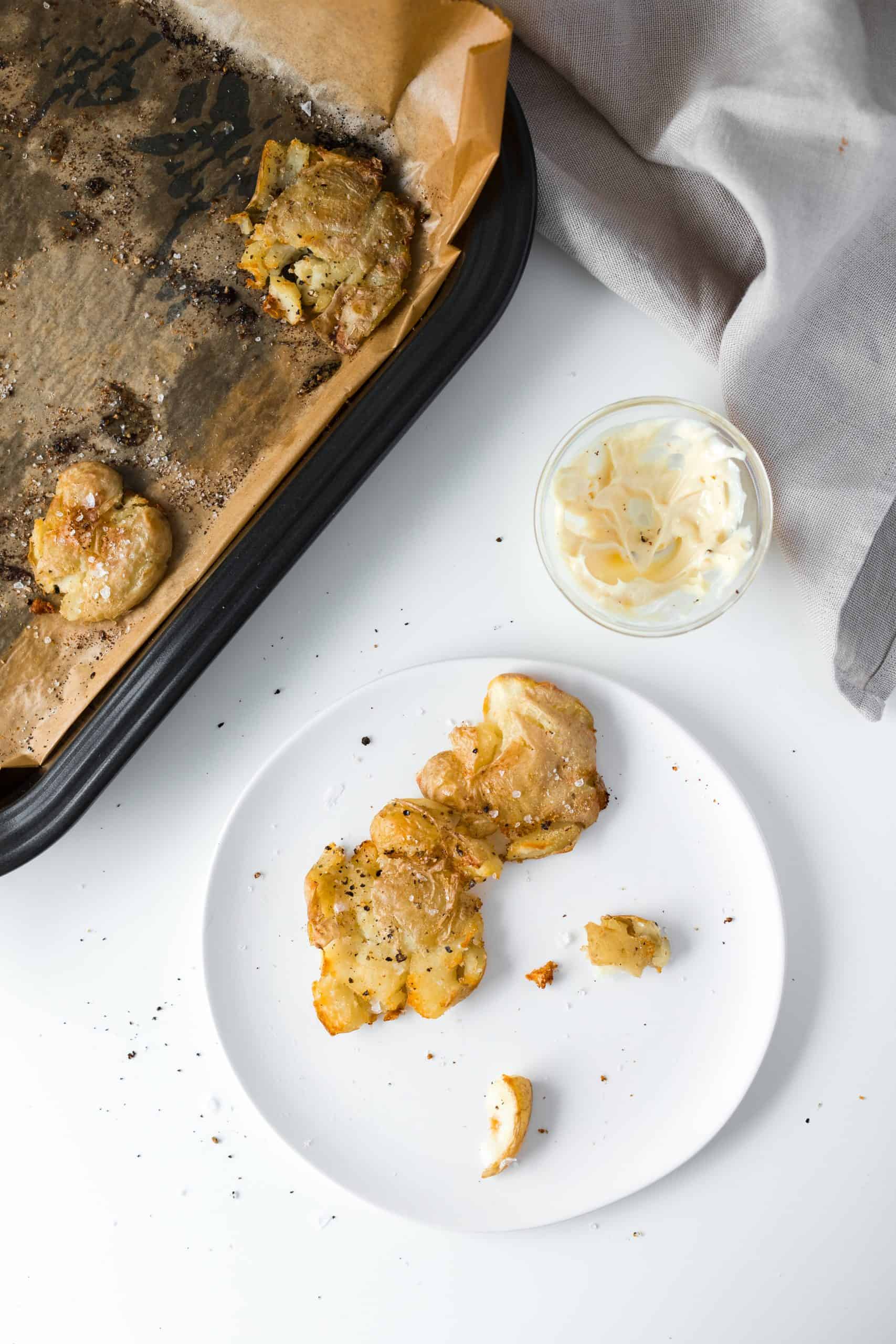 Crispy Smashed Potatoes with Garlic Aioli