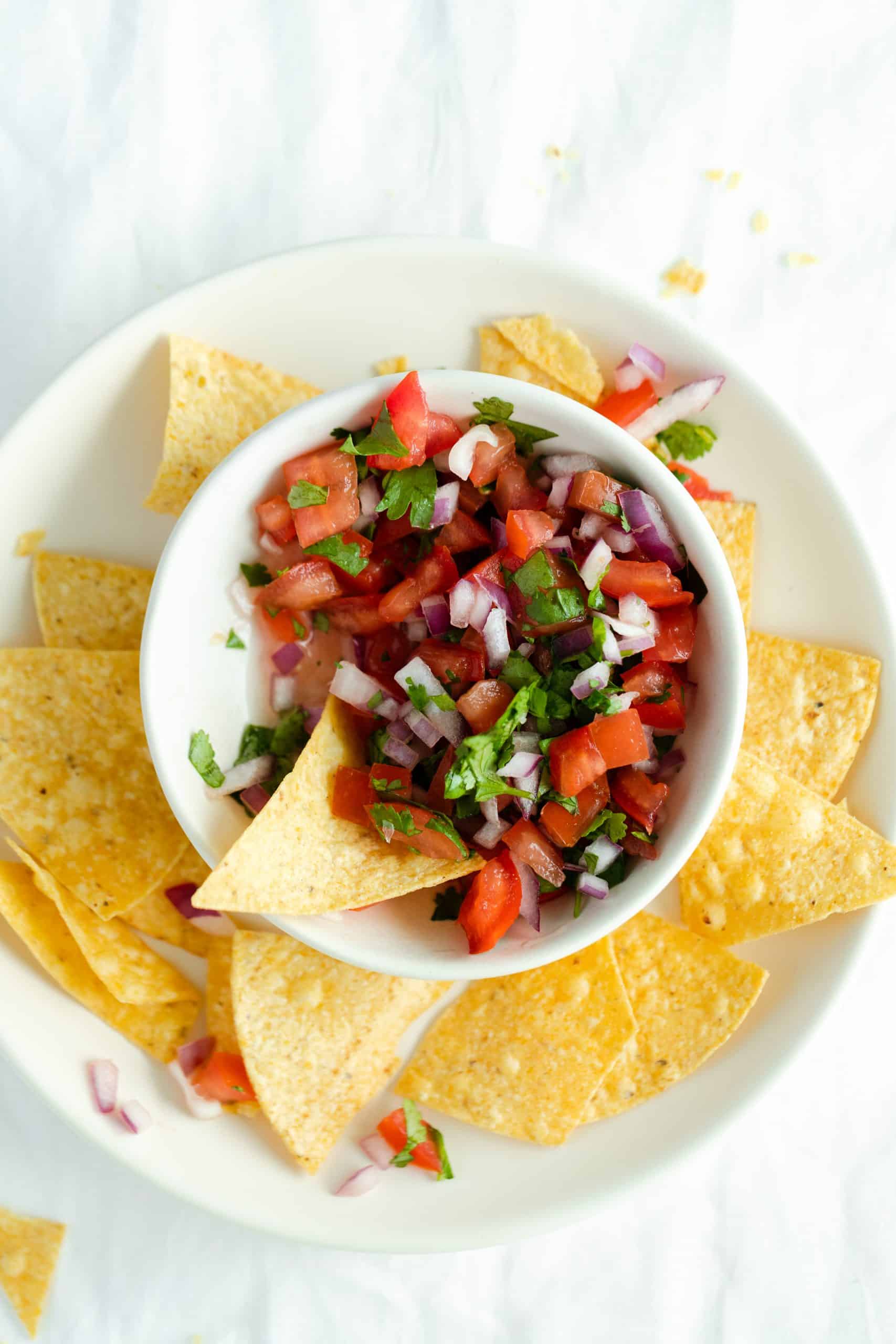 Pico de Gallo served with tortilla chips