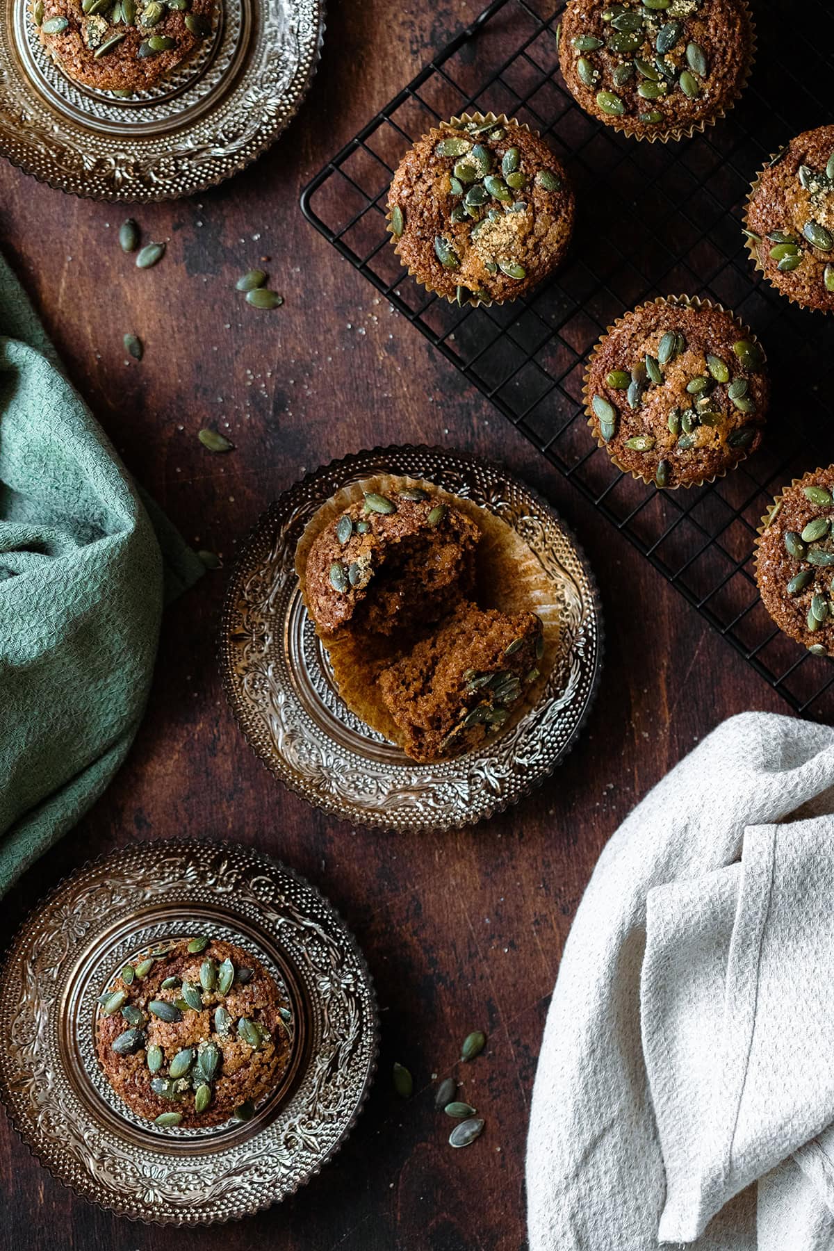 An overhead vertical shot of Gluten-Free Pumpkin Spice Muffins