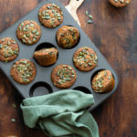 Overhead shot of Gluten-Free Pumpkin Spice Muffins in the muffin pan