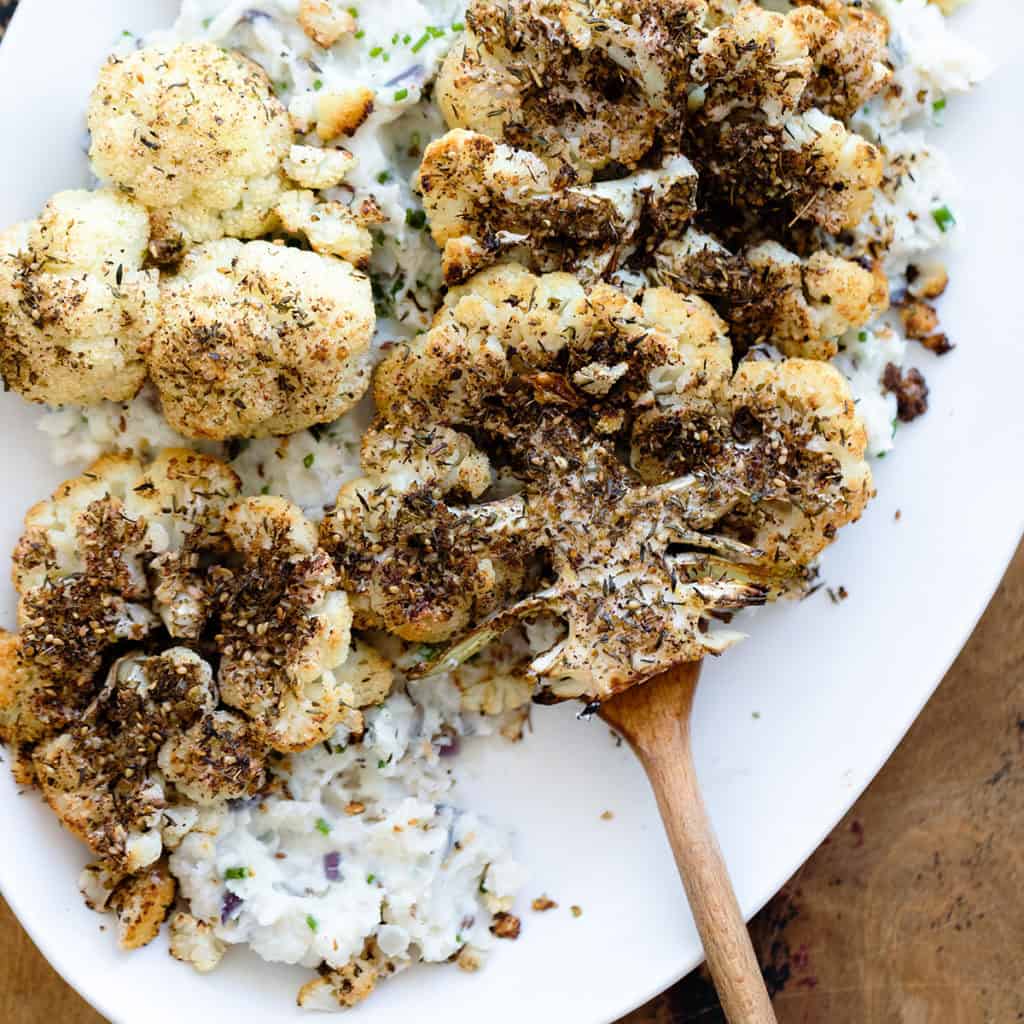 Smoky Za'atar Roasted Cauliflower with Yogurt Dip The Healthful Ideas