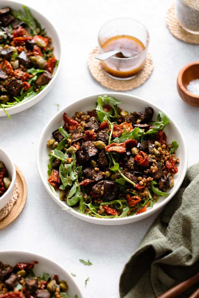 Za'atar Roasted Eggplant Lentil Salad with Sundried Tomatoes THI