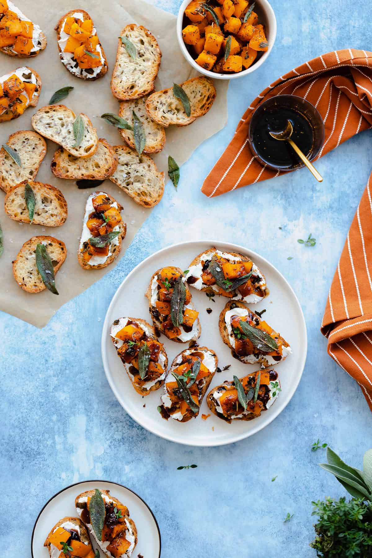 A photo of Butternut Squash Crostini with Goat Cheese and Fig Balsamic Glaze