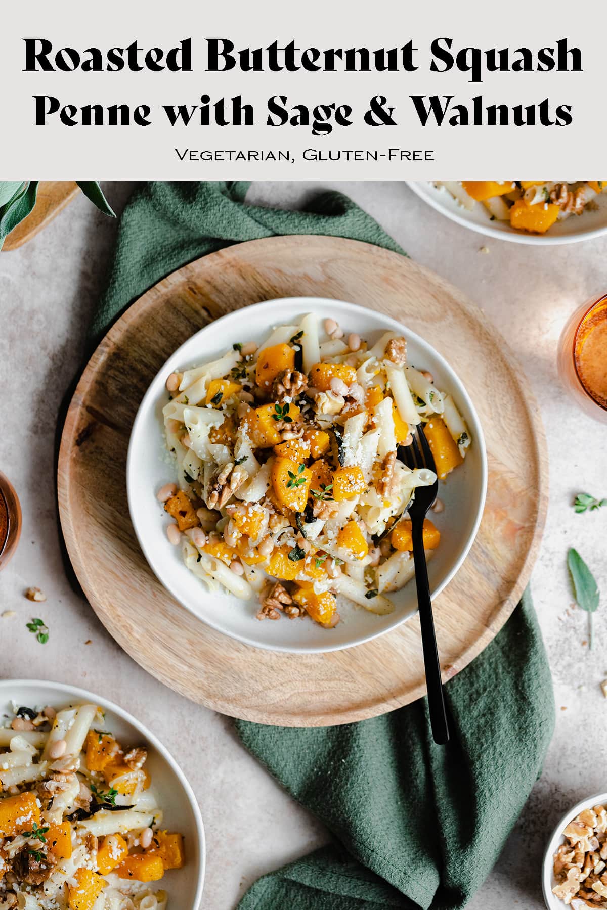 Butternut Squash Penne with Sage and Toasted Walnuts