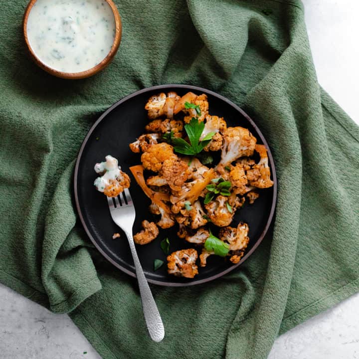 Smoky Za'atar Roasted Cauliflower with Yogurt Dip The Healthful Ideas