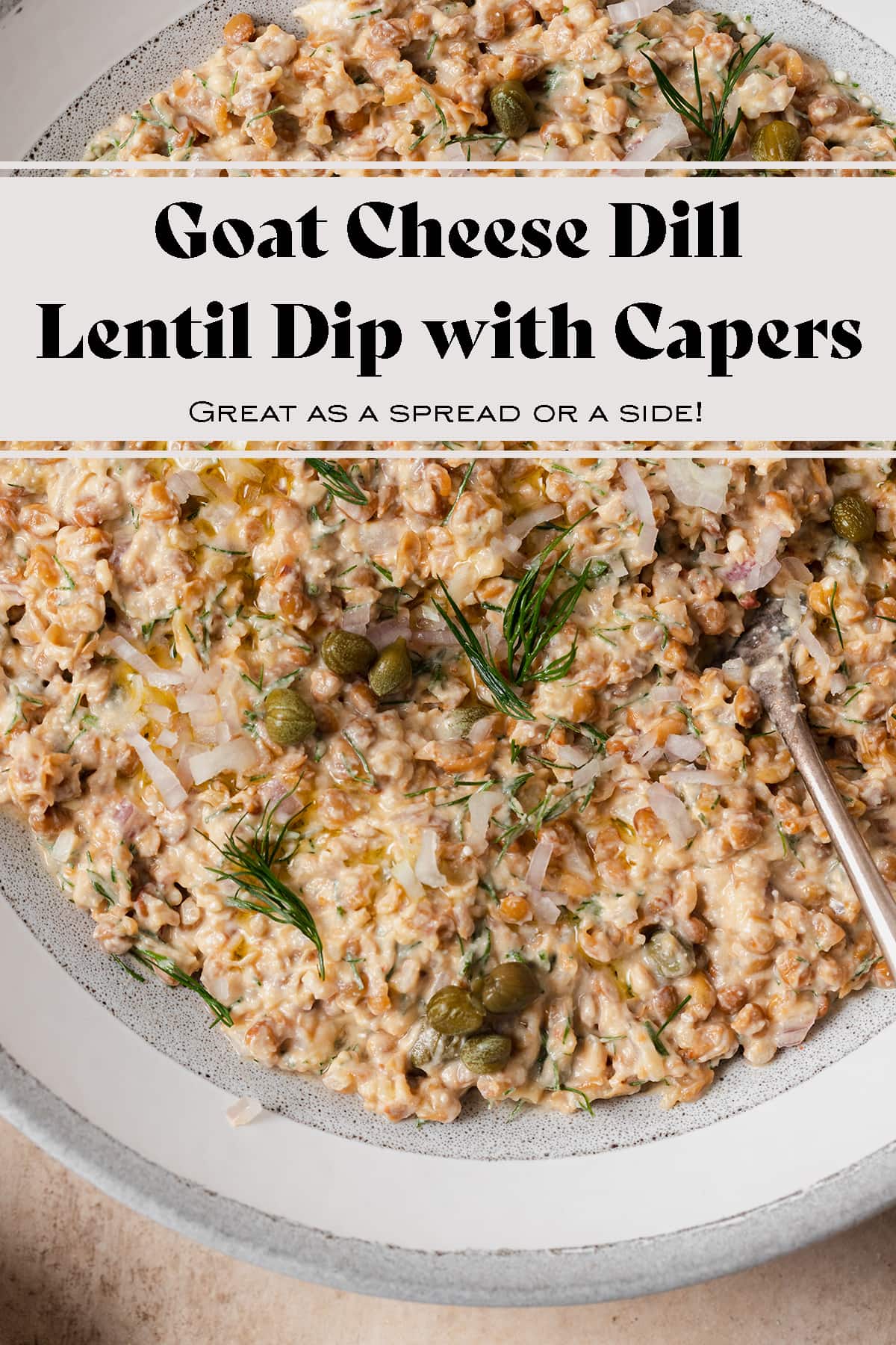 Goat Cheese Lentil Dip with Dill and Capers