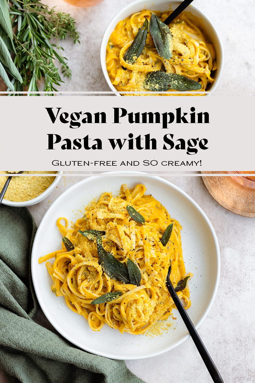 Vegan Pumpkin Pasta with Sage