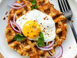 Broccoli Cheddar Hashbrown Waffles with Poached Eggs — All Types