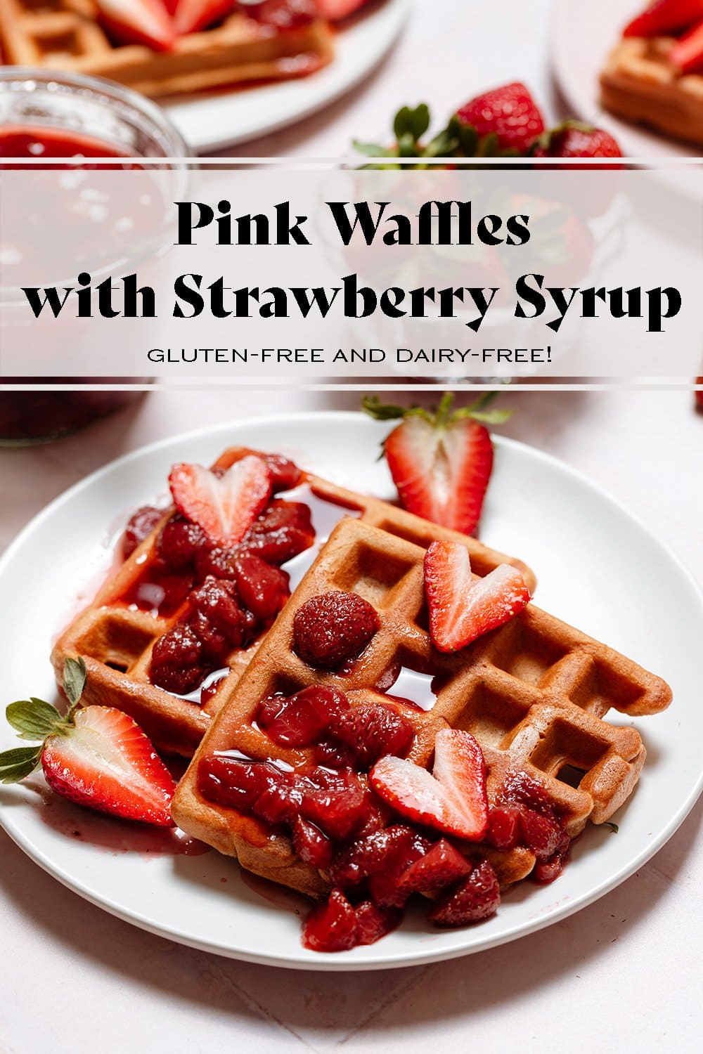 Pink Waffles with Strawberry Syrup