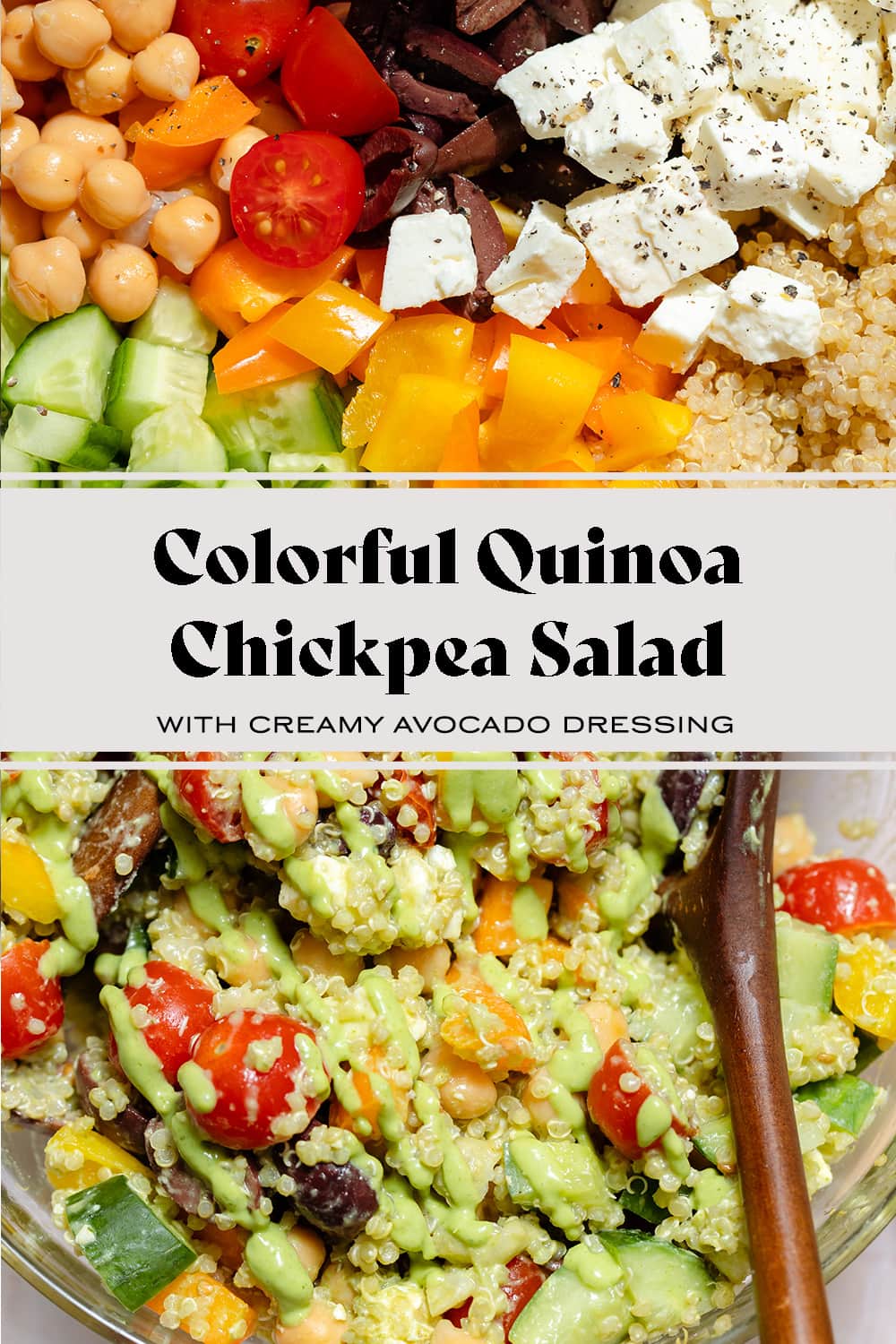 Quinoa Chickpea Salad with Avocado Dressing