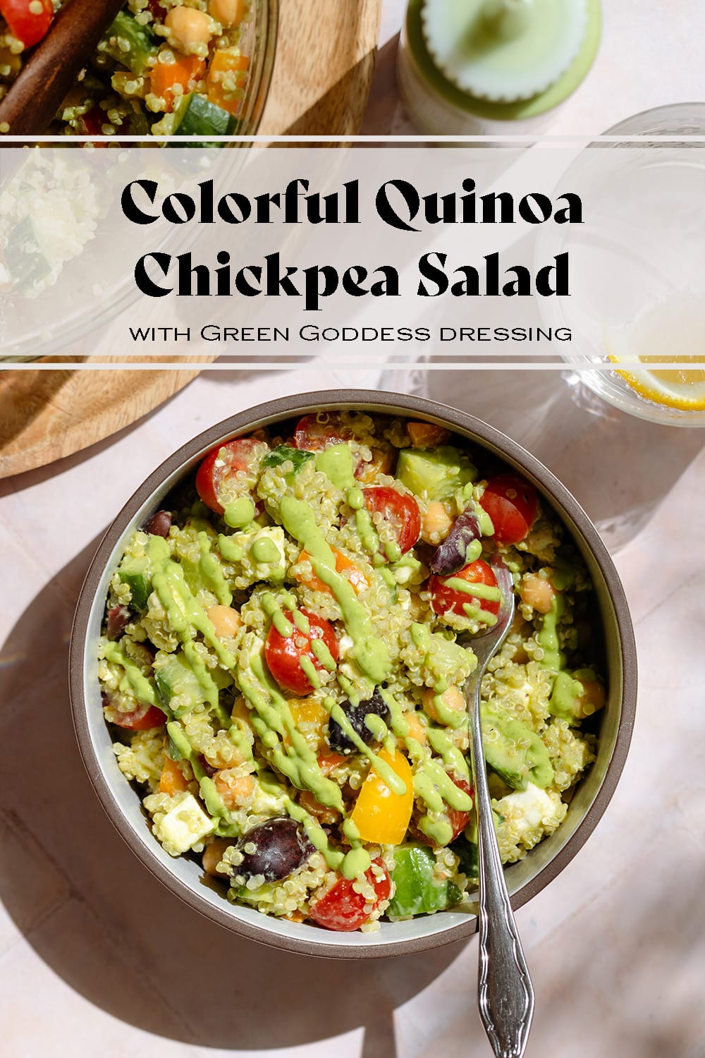Quinoa Chickpea Salad with Avocado Dressing