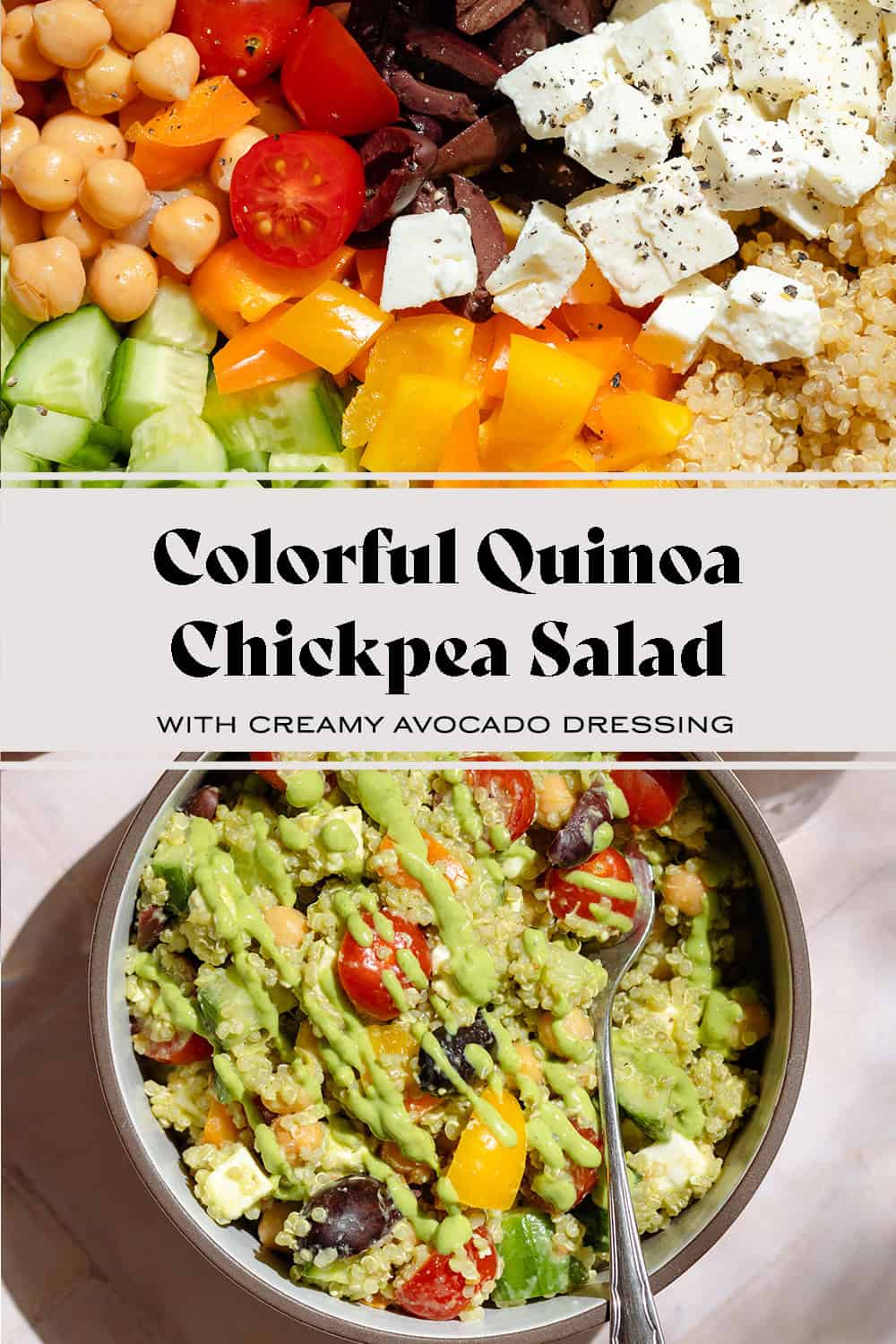 Quinoa Chickpea Salad with Avocado Dressing