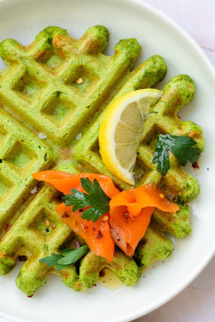 Savory Green Waffles with Spinach - The Healthful Ideas