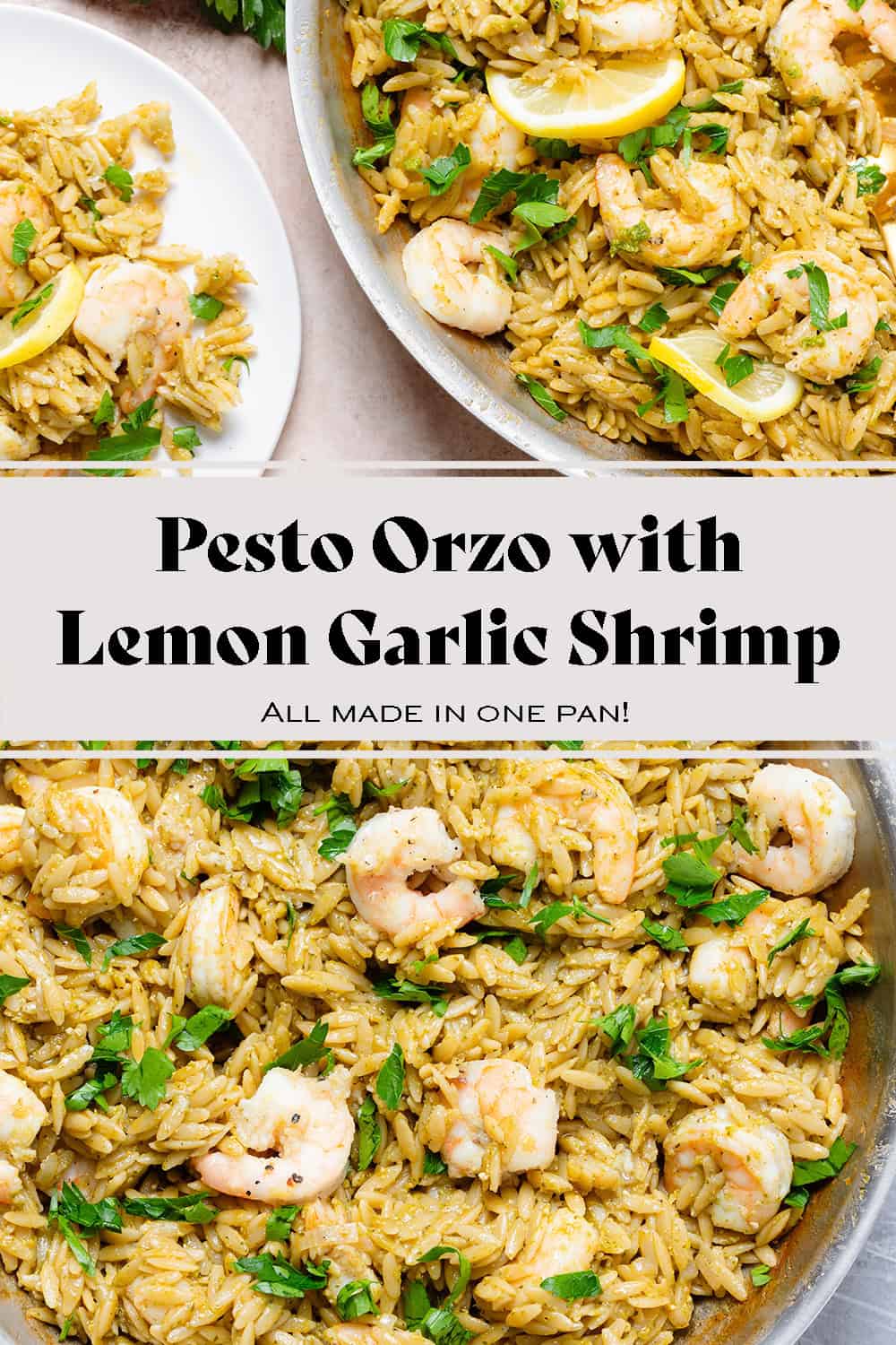 Pesto Orzo with Lemon Garlic Shrimp