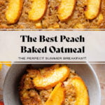 Baked oatmeal with caramelized peaches on top.