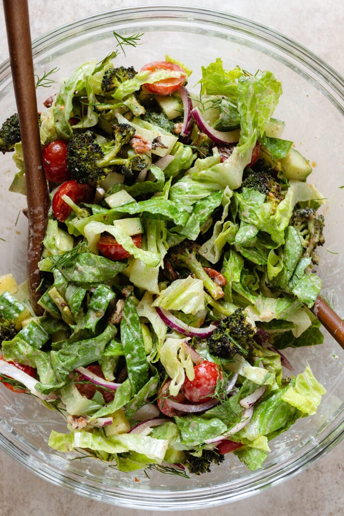 Roasted Broccoli Salad With Creamy Almond Dressing The Healthful Ideas