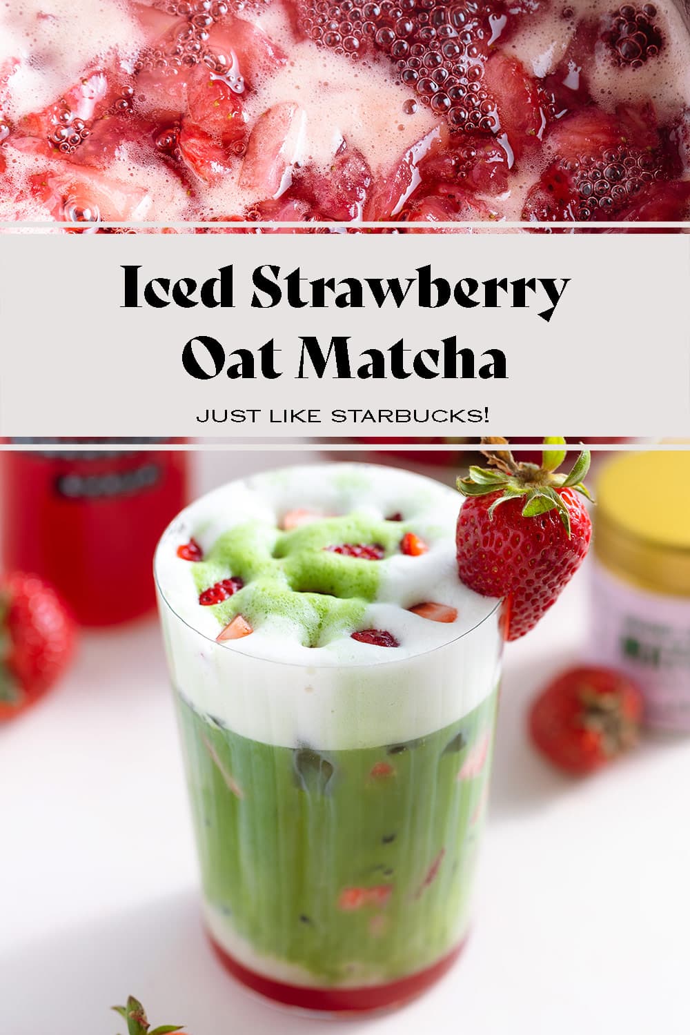 Iced Strawberry Oat Matcha Latte