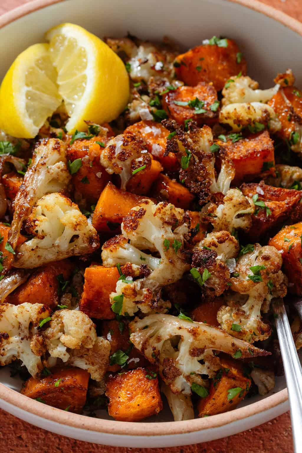 Roasted Cauliflower and Sweet Potatoes - The Healthful Ideas